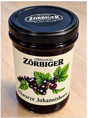 Glas Original Zörbiger Schwarze Johannisbeere Fruchtaufstrich, 255 g
