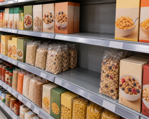 Einzelne Lücken im Supermarktregal