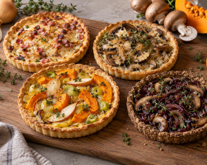 Vier Zwiebelkuchen-Varianten im Herbst