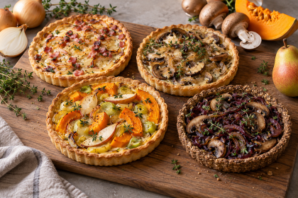 Vier Zwiebelkuchen-Varianten im Herbst