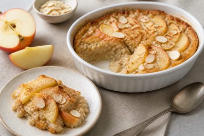 Süßer Apfel-Graupen-Auflauf mit Zimt und Mandelblättchen