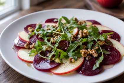 Apfel-Rote-Bete-Carpaccio mit Rucola und gerösteten Walnüssen