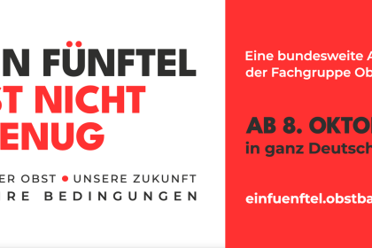 Aktionsgrafik Ein Fünftel ist nicht genug – Unser Obst, unsere Zukunft
