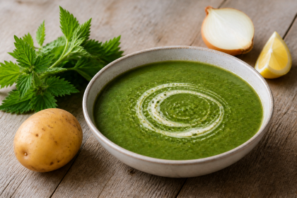 Cremige Brennnessel-Kartoffel-Suppe mit Sahne