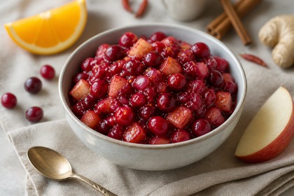 Cranberry-Apfel-Chutney mit ganzen Cranberrys und Apfelstücken