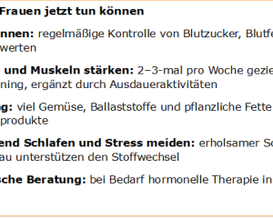 DDG-Ratgebergrafik: Werte kontrollieren; Bewegung und Muskeln stärken; Gemüse, Ballaststoffe und pflanzliche Fette bevorzugen; ausreichend schlafen und Stress abbauen; medizinische Beratung individuell nutzen.