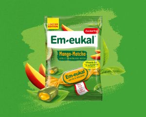 Em-eukal Mango-Matcha mit Mango, Matcha und gefülltem Bonbon