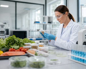 Laboranalyse verschiedener Lebensmittel zur Kontrolle der Lebensmittelsicherheit