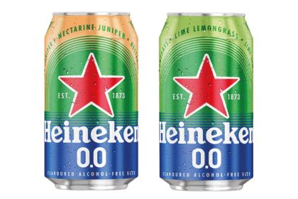 Heineken 0.0 in den Sorten Lime Lemongrass und Nectarine Juniper