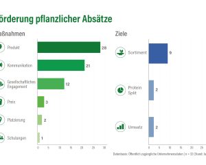 ProVeg-Grafik vergleicht Maßnahmen und Ziele von 32 Unternehmen