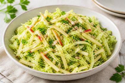 Spitzkohl-Apfel-Salat mit Petersilie und Sonnenblumenkernen