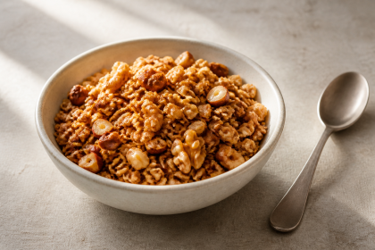 Knuspriges Hafer-Granola mit Walnüssen und Haselnüssen
